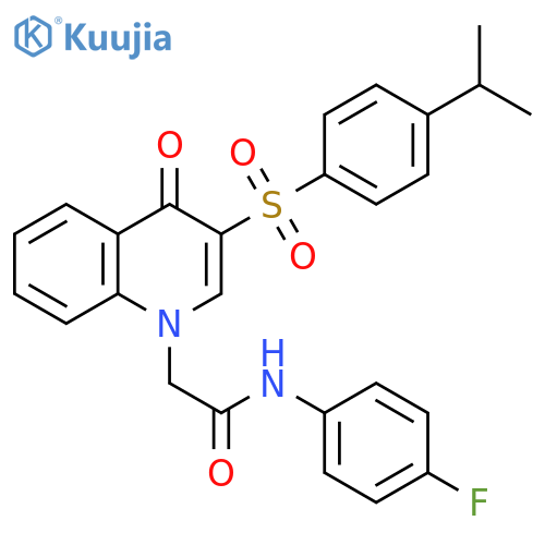 N-(4-fluorophenyl)-2-{4-oxo-3-4-(propan-2-yl)benzenesulfonyl-1,4-dihydroquinolin-1-yl}acetamide structure