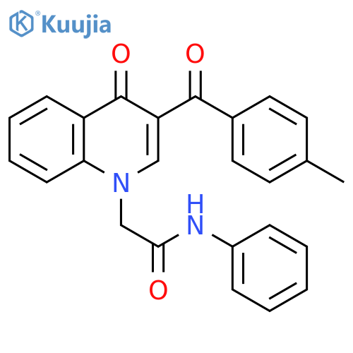 2-3-(4-methylbenzoyl)-4-oxo-1,4-dihydroquinolin-1-yl-N-phenylacetamide structure