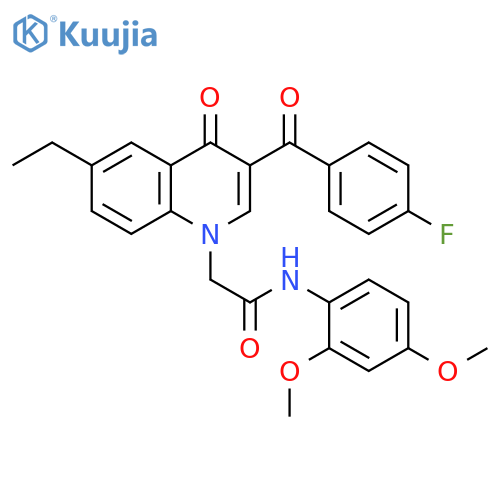 N-(2,4-dimethoxyphenyl)-2-6-ethyl-3-(4-fluorobenzoyl)-4-oxo-1,4-dihydroquinolin-1-ylacetamide structure