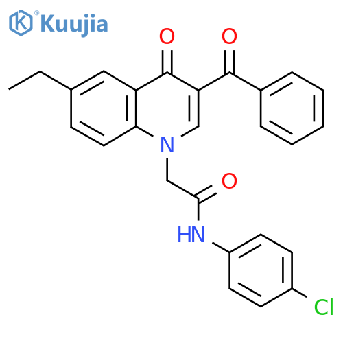 2-(3-benzoyl-6-ethyl-4-oxo-1,4-dihydroquinolin-1-yl)-N-(4-chlorophenyl)acetamide structure