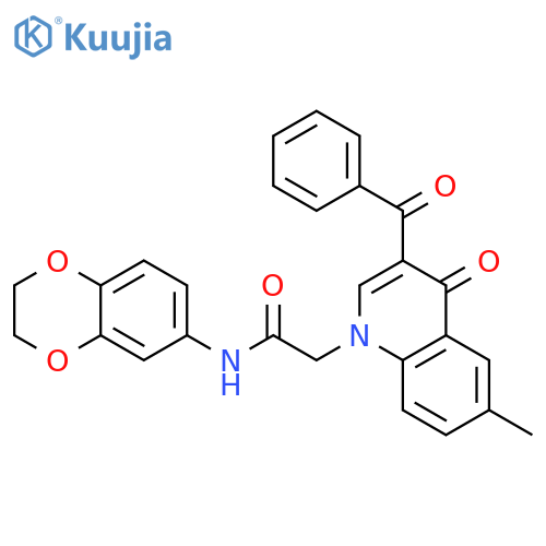 2-(3-benzoyl-6-methyl-4-oxo-1,4-dihydroquinolin-1-yl)-N-(2,3-dihydro-1,4-benzodioxin-6-yl)acetamide structure