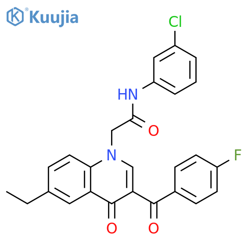 N-(3-chlorophenyl)-2-6-ethyl-3-(4-fluorobenzoyl)-4-oxo-1,4-dihydroquinolin-1-ylacetamide structure