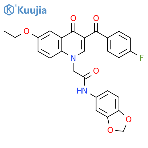 N-(2H-1,3-benzodioxol-5-yl)-2-6-ethoxy-3-(4-fluorobenzoyl)-4-oxo-1,4-dihydroquinolin-1-ylacetamide structure