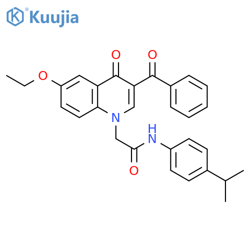 2-(3-benzoyl-6-ethoxy-4-oxo-1,4-dihydroquinolin-1-yl)-N-4-(propan-2-yl)phenylacetamide structure