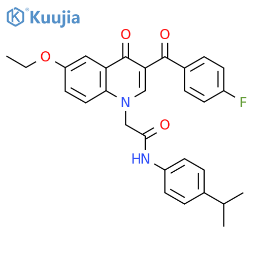 2-6-ethoxy-3-(4-fluorobenzoyl)-4-oxo-1,4-dihydroquinolin-1-yl-N-4-(propan-2-yl)phenylacetamide structure