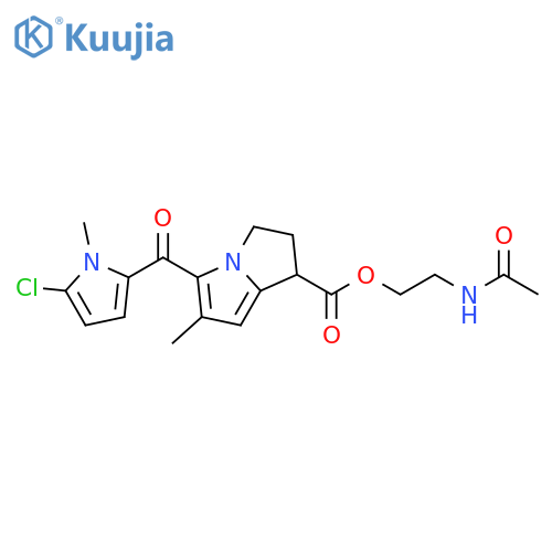 1H-Pyrrolizine-1-carboxylic acid,5-[(5-chloro-1-methyl-1H-pyrrol-2-yl)carbonyl]-2,3-dihydro-6-methyl-,2-(acetylamino)ethyl ester structure