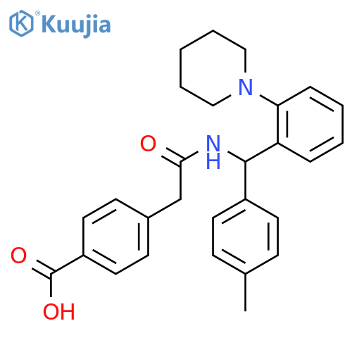 4-(2-{[(4-methylphenyl)(2-piperidin-1-ylphenyl)methyl]amino}-2-oxoethyl)benzoic acid structure