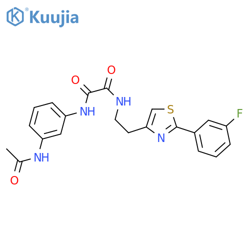 N'-(3-acetamidophenyl)-N-{2-2-(3-fluorophenyl)-1,3-thiazol-4-ylethyl}ethanediamide structure