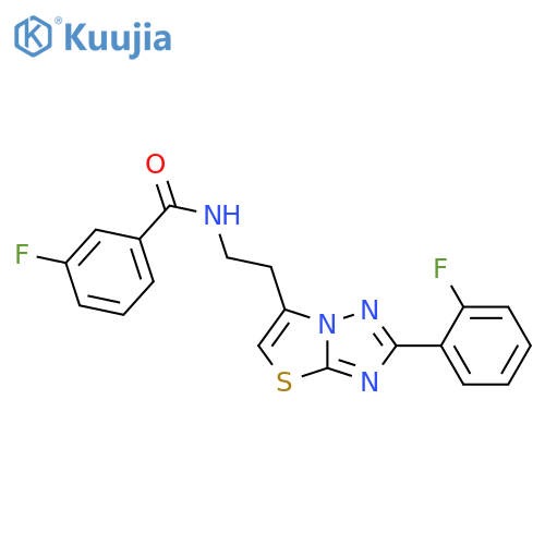 3-fluoro-N-{2-2-(2-fluorophenyl)-1,2,4triazolo3,2-b1,3thiazol-6-ylethyl}benzamide structure