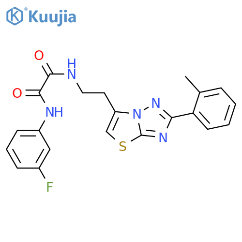 N'-(3-fluorophenyl)-N-{2-2-(2-methylphenyl)-1,2,4triazolo3,2-b1,3thiazol-6-ylethyl}ethanediamide structure