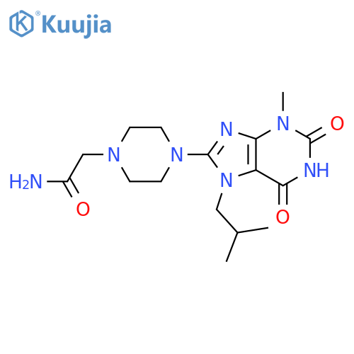 2-{4-3-methyl-7-(2-methylpropyl)-2,6-dioxo-2,3,6,7-tetrahydro-1H-purin-8-ylpiperazin-1-yl}acetamide structure