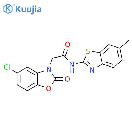 2-(5-chloro-2-oxo-2,3-dihydro-1,3-benzoxazol-3-yl)-N-(6-methyl-1,3-benzothiazol-2-yl)acetamide structure