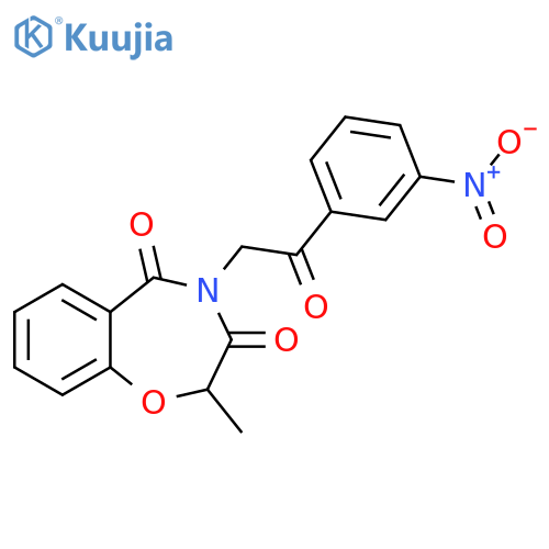 2-methyl-4-2-(3-nitrophenyl)-2-oxoethyl-2,3,4,5-tetrahydro-1,4-benzoxazepine-3,5-dione structure