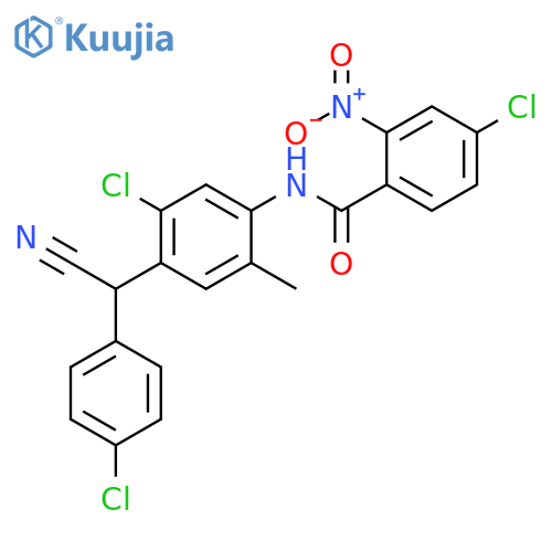 4-Chloro-N-[5-chloro-4-[(4-chlorophenyl)(cyano)methyl]-2-methylphenyl]-2-nitrobenzamide structure