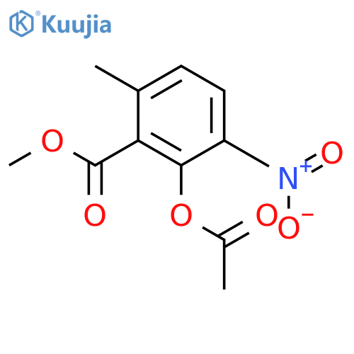 Benzoic acid, 2-(acetyloxy)-6-methyl-3-nitro-, methyl ester structure