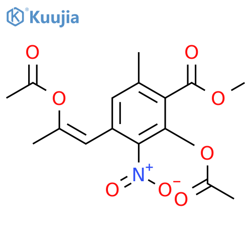 Benzoic acid, 2-(acetyloxy)-4-[2-(acetyloxy)-1-propenyl]-6-methyl-3-nitro-, methyl ester, (Z)- (9CI) structure