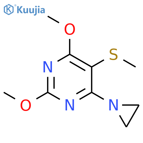 Pyrimidine, 4-(1-aziridinyl)-2,6-dimethoxy-5-(methylthio)- structure