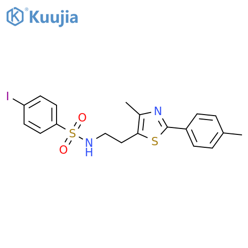 4-iodo-N-{2-4-methyl-2-(4-methylphenyl)-1,3-thiazol-5-ylethyl}benzene-1-sulfonamide structure