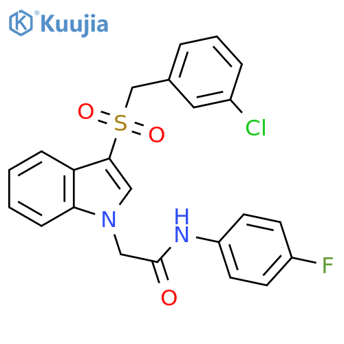 2-{3-(3-chlorophenyl)methanesulfonyl-1H-indol-1-yl}-N-(4-fluorophenyl)acetamide structure