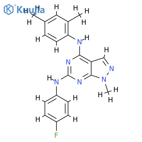 N4-(2,4-dimethylphenyl)-N6-(4-fluorophenyl)-1-methyl-1H-pyrazolo3,4-dpyrimidine-4,6-diamine structure