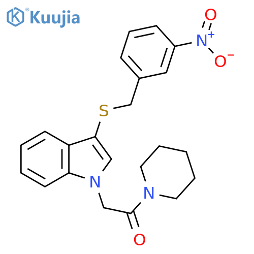 2-(3-{(3-nitrophenyl)methylsulfanyl}-1H-indol-1-yl)-1-(piperidin-1-yl)ethan-1-one structure