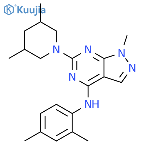 N-(2,4-dimethylphenyl)-6-(3,5-dimethylpiperidin-1-yl)-1-methyl-1H-pyrazolo3,4-dpyrimidin-4-amine structure