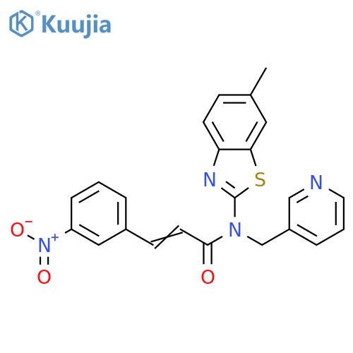 (2E)-N-(6-methyl-1,3-benzothiazol-2-yl)-3-(3-nitrophenyl)-N-(pyridin-3-yl)methylprop-2-enamide structure