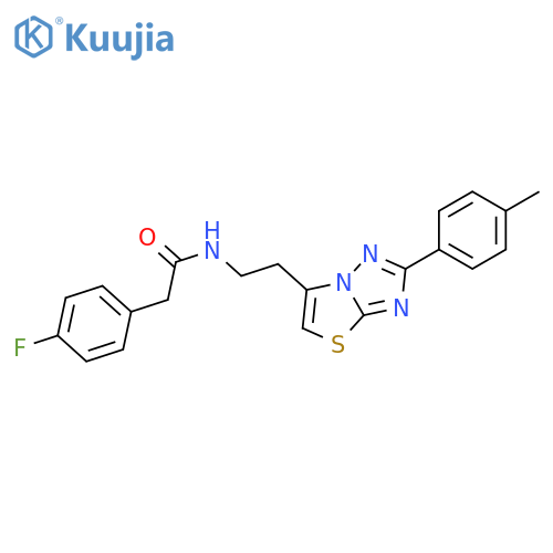 2-(4-fluorophenyl)-N-{2-2-(4-methylphenyl)-1,2,4triazolo3,2-b1,3thiazol-6-ylethyl}acetamide structure