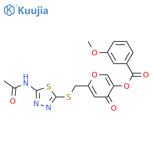 6-{(5-acetamido-1,3,4-thiadiazol-2-yl)sulfanylmethyl}-4-oxo-4H-pyran-3-yl 3-methoxybenzoate structure