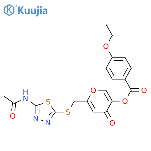 6-{(5-acetamido-1,3,4-thiadiazol-2-yl)sulfanylmethyl}-4-oxo-4H-pyran-3-yl 4-ethoxybenzoate structure