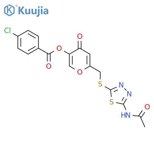6-{(5-acetamido-1,3,4-thiadiazol-2-yl)sulfanylmethyl}-4-oxo-4H-pyran-3-yl 4-chlorobenzoate structure