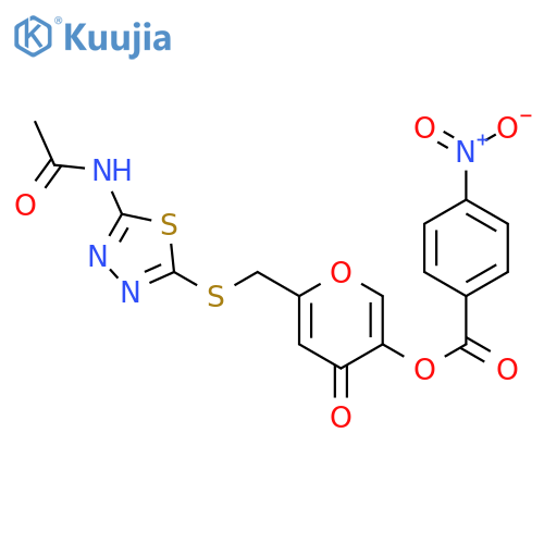 6-{(5-acetamido-1,3,4-thiadiazol-2-yl)sulfanylmethyl}-4-oxo-4H-pyran-3-yl 4-nitrobenzoate structure