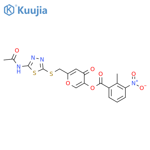 6-{(5-acetamido-1,3,4-thiadiazol-2-yl)sulfanylmethyl}-4-oxo-4H-pyran-3-yl 2-methyl-3-nitrobenzoate structure