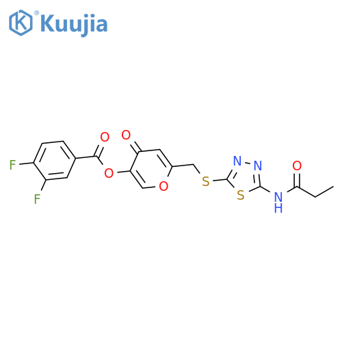 4-oxo-6-{(5-propanamido-1,3,4-thiadiazol-2-yl)sulfanylmethyl}-4H-pyran-3-yl 3,4-difluorobenzoate structure