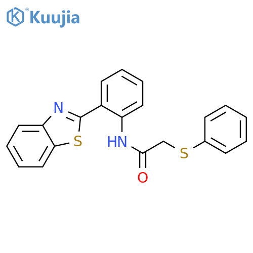 N-2-(1,3-benzothiazol-2-yl)phenyl-2-(phenylsulfanyl)acetamide structure