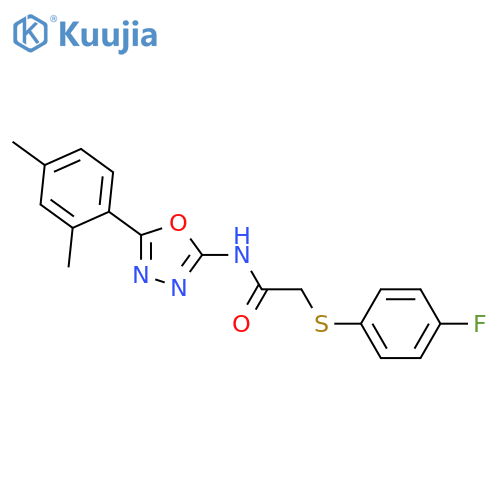 N-5-(2,4-dimethylphenyl)-1,3,4-oxadiazol-2-yl-2-(4-fluorophenyl)sulfanylacetamide structure