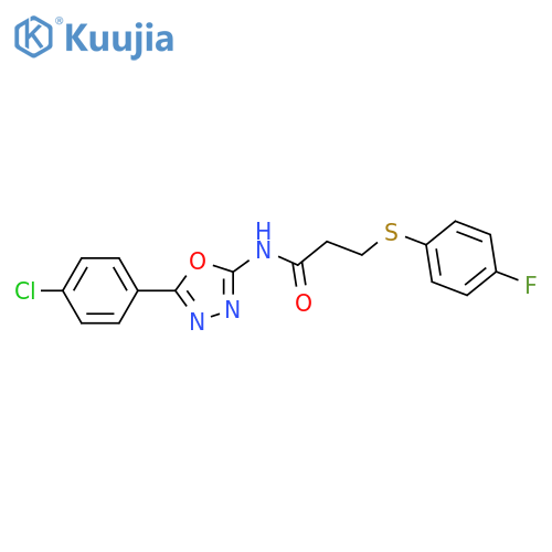 N-5-(4-chlorophenyl)-1,3,4-oxadiazol-2-yl-3-(4-fluorophenyl)sulfanylpropanamide structure