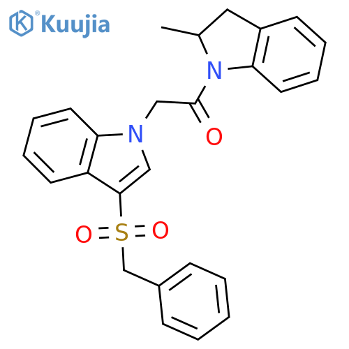 1-(2-methyl-2,3-dihydro-1H-indol-1-yl)-2-(3-phenylmethanesulfonyl-1H-indol-1-yl)ethan-1-one structure