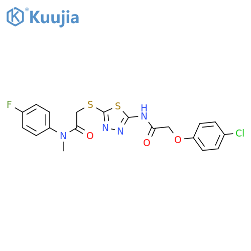 2-({5-2-(4-chlorophenoxy)acetamido-1,3,4-thiadiazol-2-yl}sulfanyl)-N-(4-fluorophenyl)methylacetamide structure