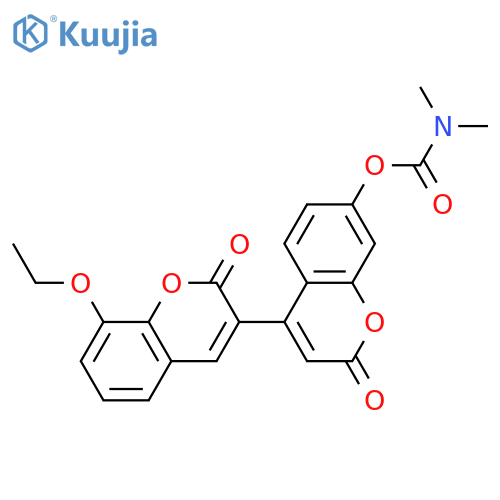 8-ethoxy-2,2'-dioxo-2H,2'H-3,4'-bichromene-7'-yl N,N-dimethylcarbamate structure