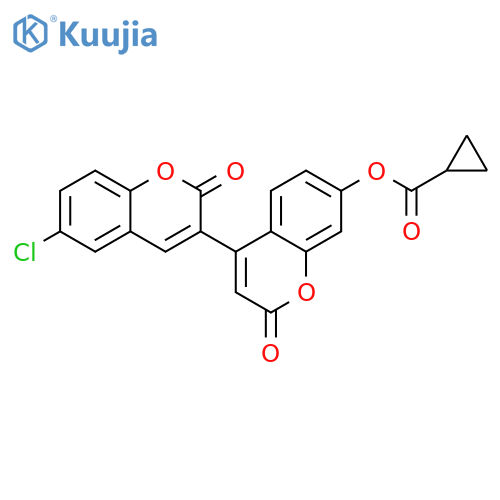 6-chloro-2,2'-dioxo-2H,2'H-3,4'-bichromene-7'-yl cyclopropanecarboxylate structure