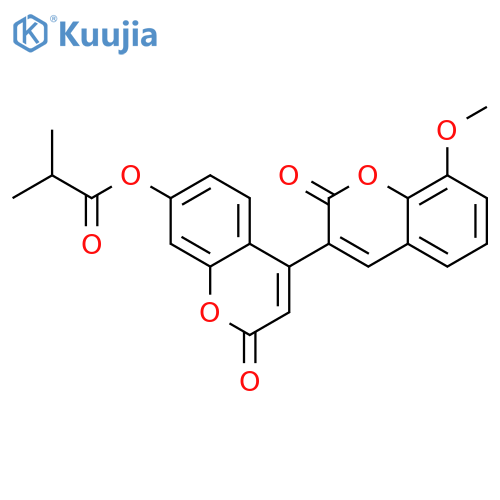 8-methoxy-2,2'-dioxo-2H,2'H-3,4'-bichromene-7'-yl 2-methylpropanoate structure