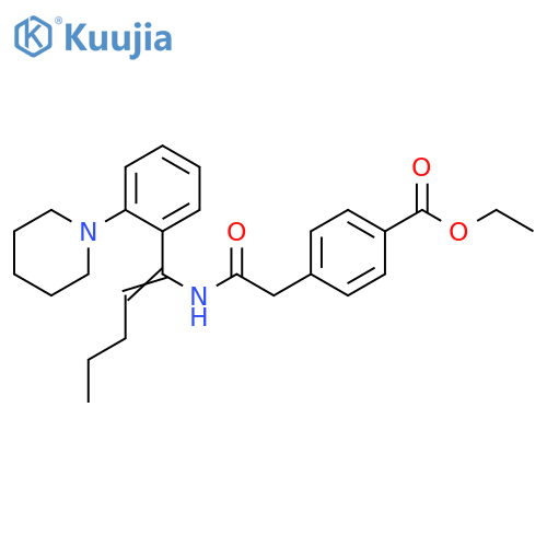 Benzoic acid, 4-[2-oxo-2-[[1-[2-(1-piperidinyl)phenyl]-1-penten-1-yl]amino]ethyl]-, ethyl ester structure
