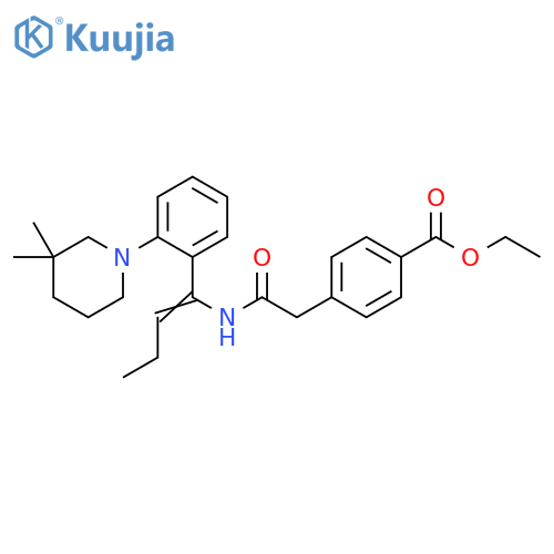 Benzoic acid, 4-[2-[[1-[2-(3,3-dimethyl-1-piperidinyl)phenyl]-1-buten-1-yl]amino]-2-oxoethyl]-, ethyl ester structure