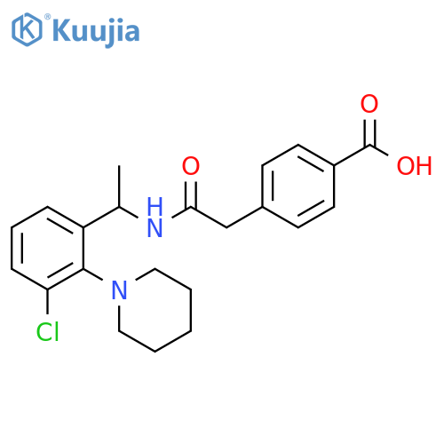 Benzoic acid, 4-[2-[[1-[3-chloro-2-(1-piperidinyl)phenyl]ethyl]amino]-2-oxoethyl]- structure