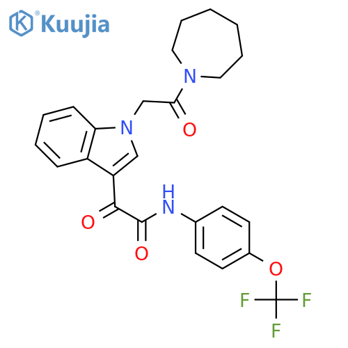2-{1-2-(azepan-1-yl)-2-oxoethyl-1H-indol-3-yl}-2-oxo-N-4-(trifluoromethoxy)phenylacetamide structure
