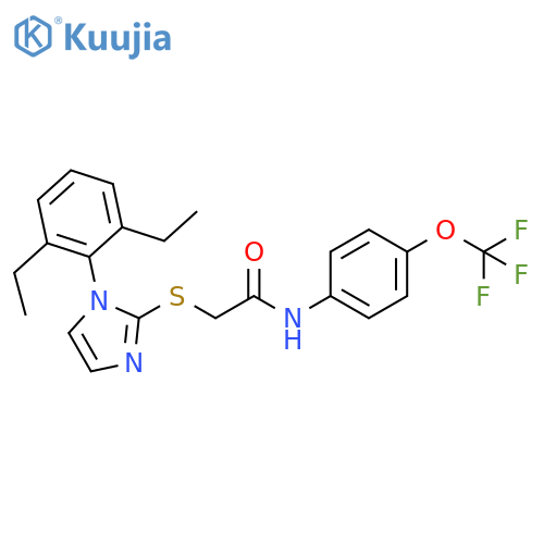 2-{1-(2,6-diethylphenyl)-1H-imidazol-2-ylsulfanyl}-N-4-(trifluoromethoxy)phenylacetamide structure