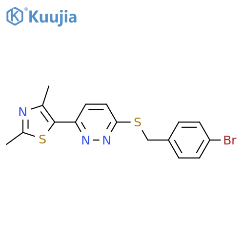 3-{(4-bromophenyl)methylsulfanyl}-6-(2,4-dimethyl-1,3-thiazol-5-yl)pyridazine structure