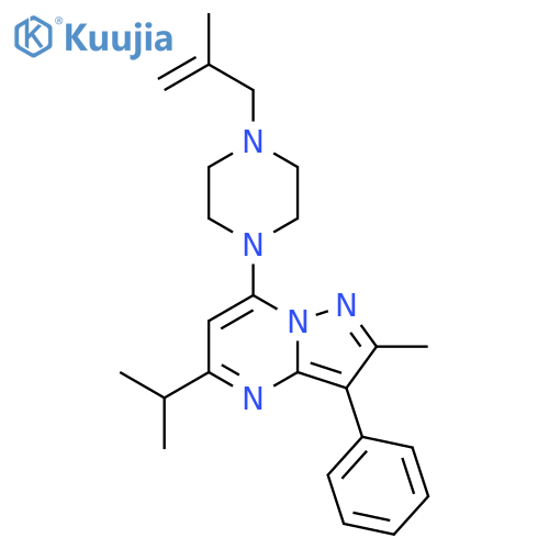 1-2-methyl-3-phenyl-5-(propan-2-yl)pyrazolo1,5-apyrimidin-7-yl-4-(2-methylprop-2-en-1-yl)piperazine structure
