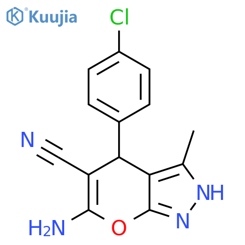 6-Amino-4-(4-chlorophenyl)-3-methyl-1,4-dihydropyrano2,3-cpyrazole-5-carbonitrile structure